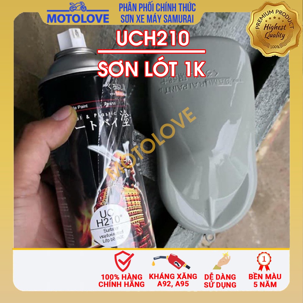 [Mã LIFEXANH03 giảm 10% đơn 500K] Sơn Samurai sơn Lót Xám - UCH210 (400ml) cao cấp nhập khẩu từ Malaysia.