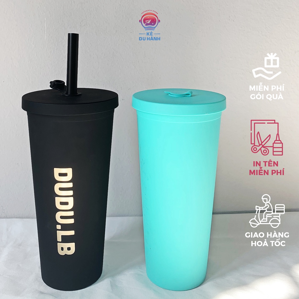 Bình nước BOBA Kẻ du hành dán decal in tên theo yêu cầu, bình dung tích 650 ml tặng kèm ống hút và miễn phí gói quà