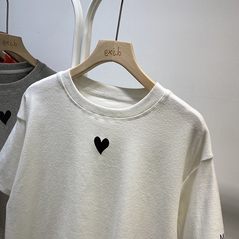 SUXI Áo Thun Ngắn Tay Cổ Tròn In Họa Tiết Tối Giản Thời Trang Mùa Hè Mới Cho Nữ