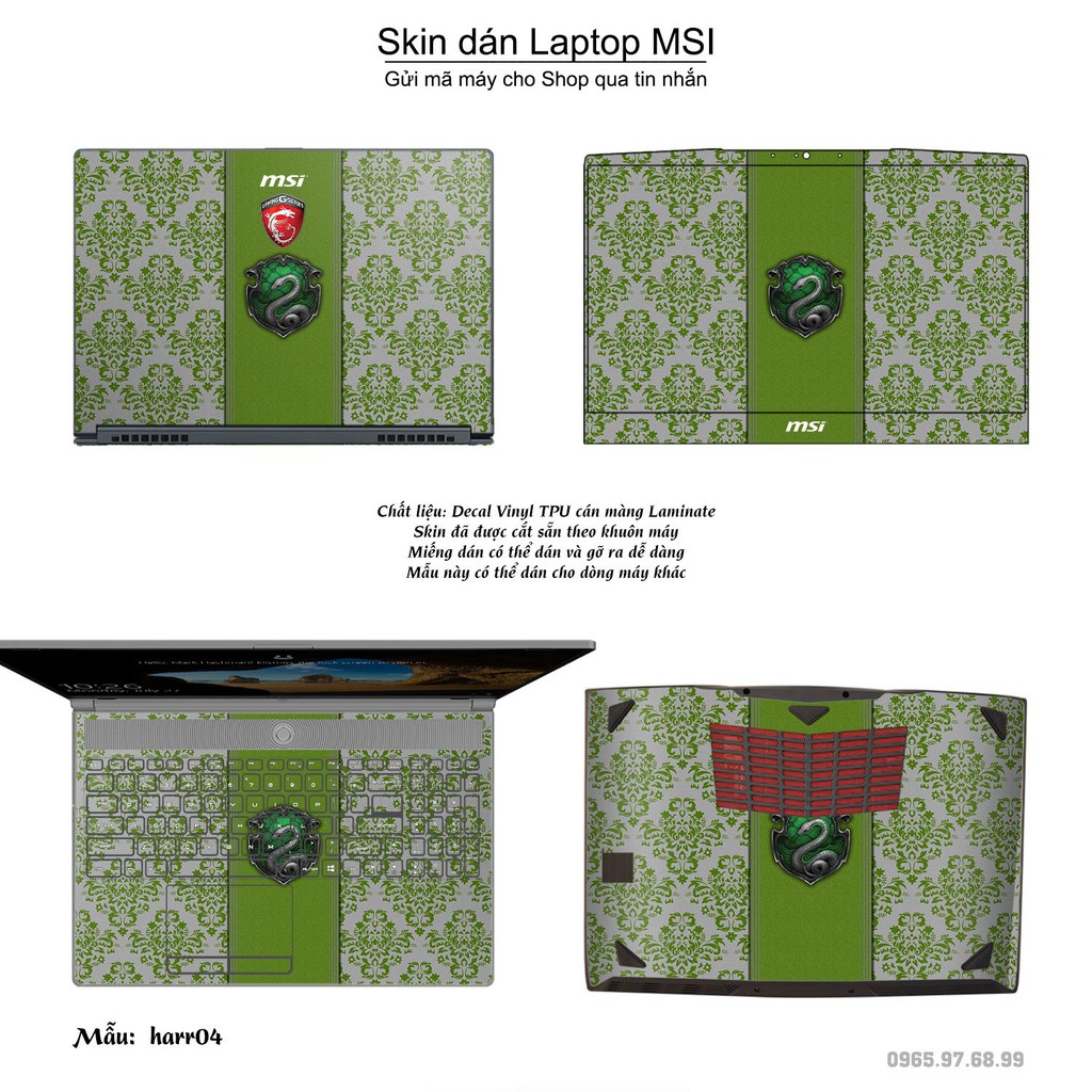 Skin dán Laptop MSI in hình Harry Potter (inbox mã máy cho Shop)