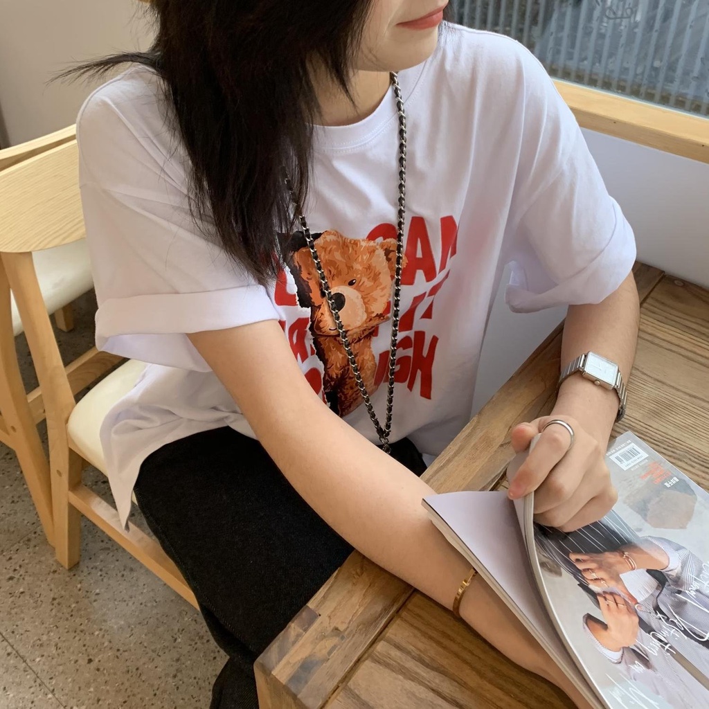 Áo thun Gấu chữ đỏ - Unsex Vải cotton Cao Cấp