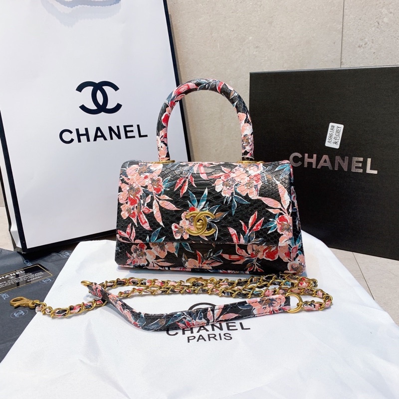 Túi xách nữ Sz 23cm Hàng Spsl Hoạ tiết hoa vân da tự nhiên Fullbox bill, giấy nến