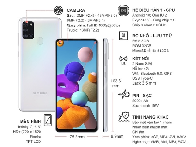 (Hàng chính hãng nguyên siu ) điện thoại sam sung A21s đẹp cấu hình tốt pin trâu