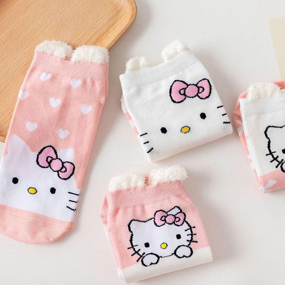 AROMA Vớ Trắng Mềm Cao Đến Mắt Cá Chân Thoáng Khí In Họa Tiết Hoạt Hình Chất Lượng Cao Cho