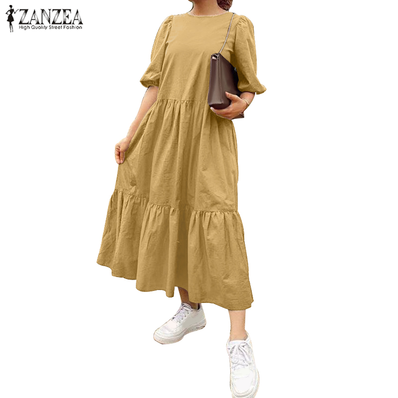 ZANZEA Đầm Maxi Với Thiết Kế Tay Phồng Nhiều Lớp Dành Cho Nữ | BigBuy360 - bigbuy360.vn