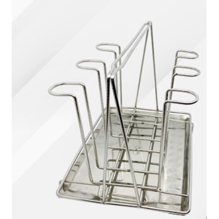 Kệ úp 6 ly inox chống gỉ - khay ly inox 304