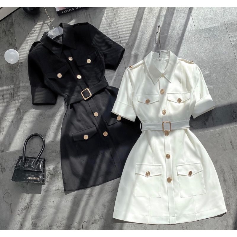 Đầm Suông Vest Nút Kèm Belt