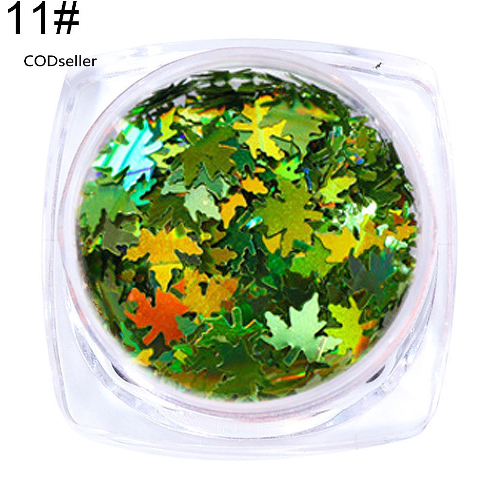 Kim tuyến họa tiết lá phong màu gradient lấp lánh độc đáo trang trí móng tay