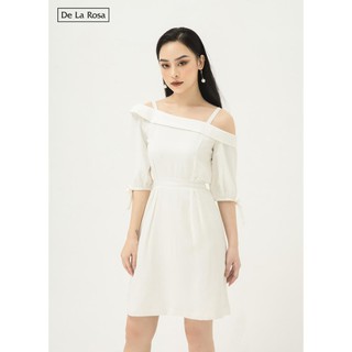Đầm váy trễ vai trắng dáng suông thiết kế dự tiệc - De La Rosa !