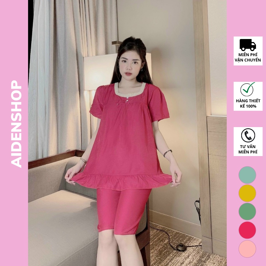 Bộ đồ bầu đẹp Aidenshop đồ bộ bầu mặc nhà quần lửng có chun chỉnh BB1109