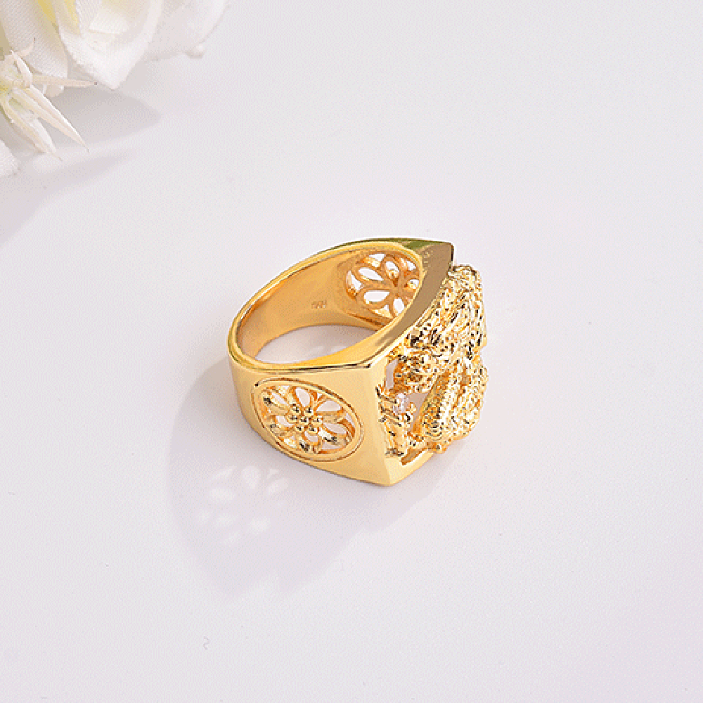 Nhẫn Thép Titan Mạ Vàng Hình Rồng Đính Đá Zircon Thời Trang Cho Nam