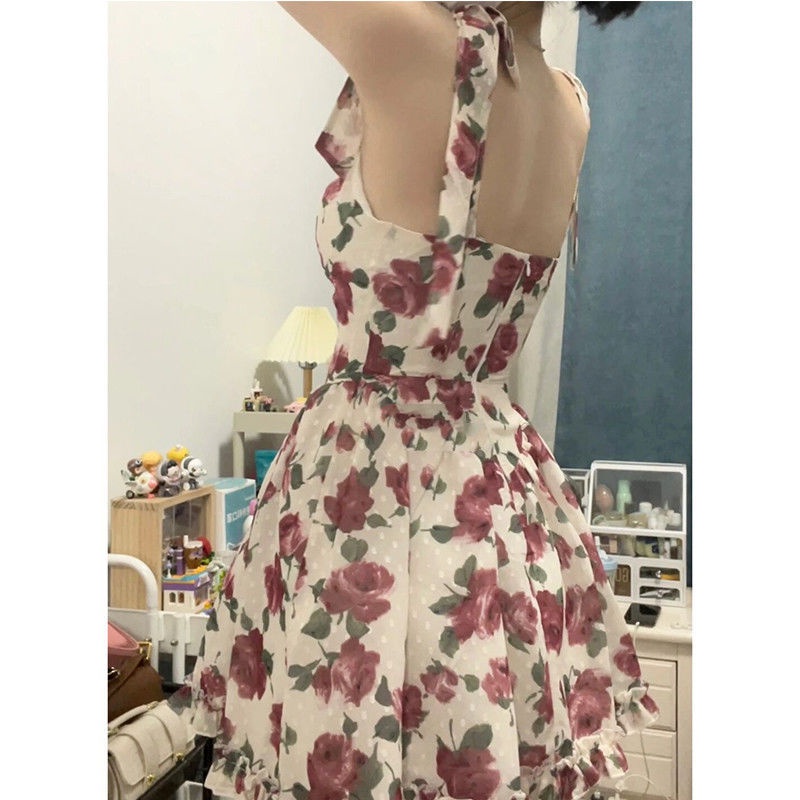 Phụ Nữ Mùa Hè Thiết Kế Mới Váy Dây Treo Hoa
