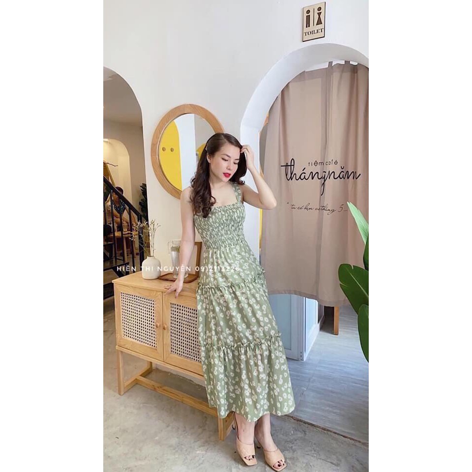 Đầm maxi hoa hai dây bo ngực | BigBuy360 - bigbuy360.vn
