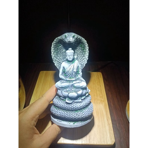 Tượng Rắn che Phật làm từ xi măng cao 15cm