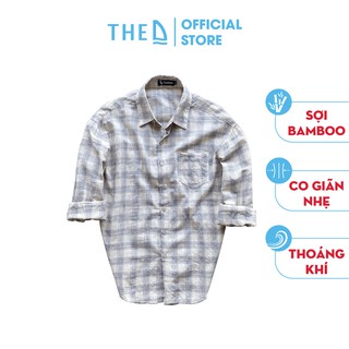 Áo Sơ Mi Nam Vải Linen The D Vintage Cổ Đức Dài Tay, Kẻ Caro Thoáng Mát, Thấm Hút Mồ Hôi Tốt TS3636