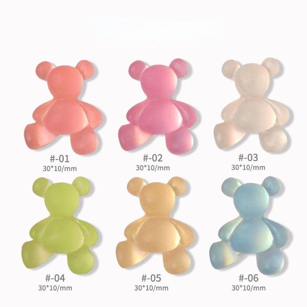 QQMALL Màu Sắc Phụ Kiện Trang Trí Móng Tay Hình Gấu Thay Đổi Màu Xinh Xắn