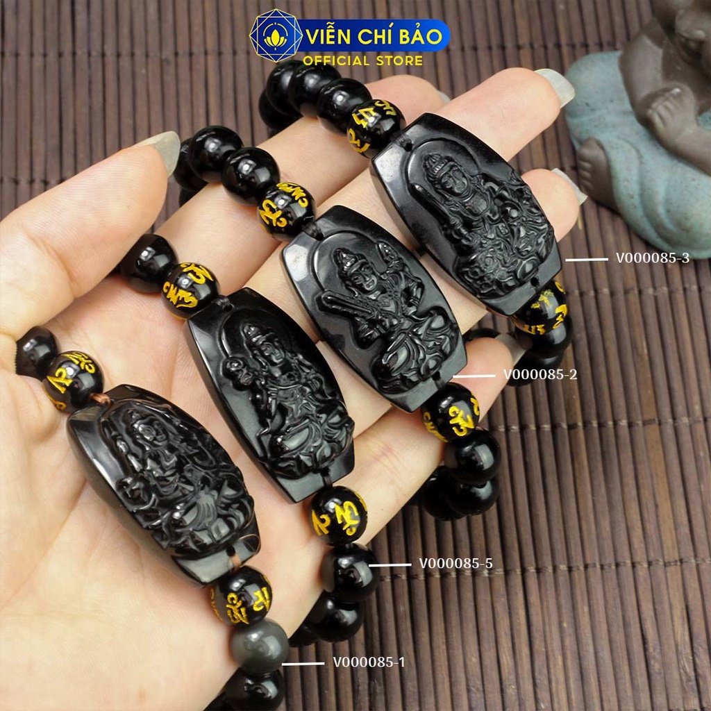 Vòng tay đá phong thủy mix phật bản mệnh Obsidian thời trang phụ kiện trang sức Viễn Chí Bảo V000085