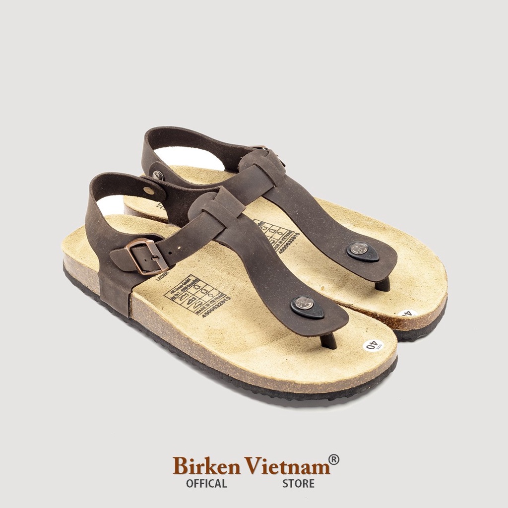 Mã D10 Sandal DA BÒ Đế Trấu Quai Tách Ngón Unisex Birken Vietnam Bioline