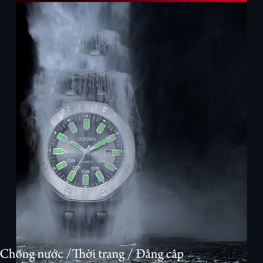Siêu Hot đồng hồ nam phát sáng, thời trang nam, đồng hồ nam đen