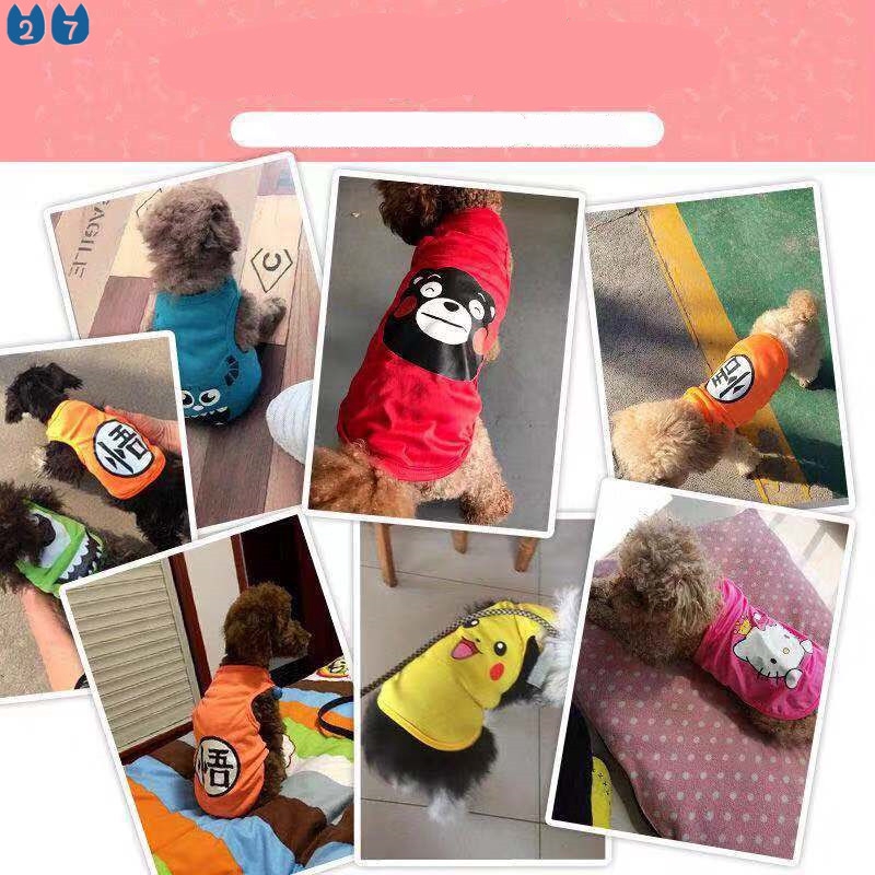 Áo thun mềm mại in họa tiết hoạt hình thời trang hè dễ thương cho thú cưng