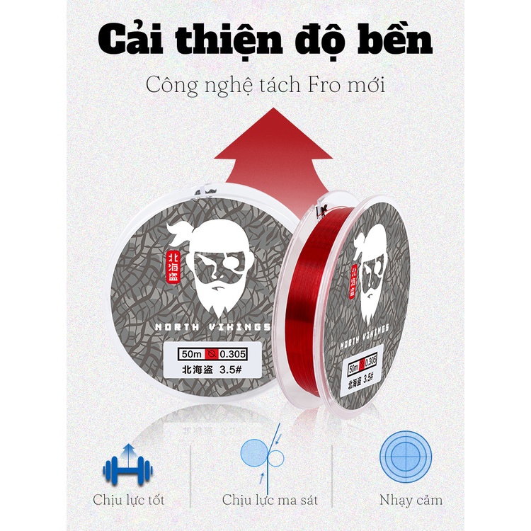 Cước Câu chuyên làm Trục , Thẻo cao cấp Hải Tặc Phương Bắc 50m đủ màu , đủ size , sản xuất theo công nghệ NANODIS300