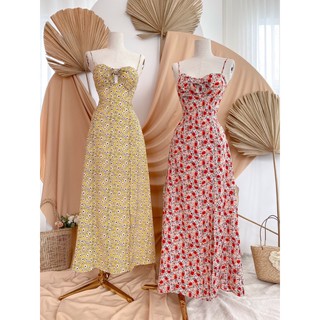 MAXI HOA CUTOUT LƯNG 💚 { HÌNH CHỤP THẬT }