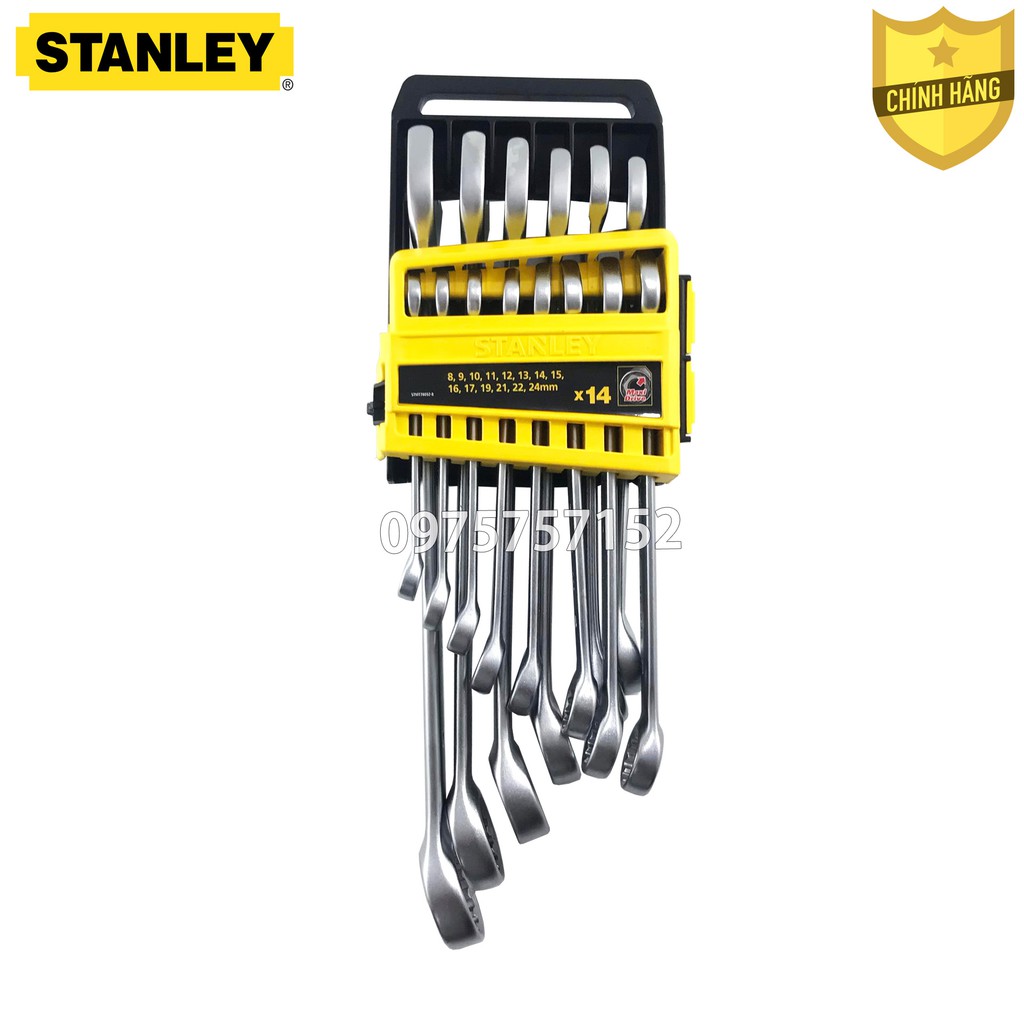 Bộ cờ lê cao cấp STANLEY vòng miệng - đầu tròng 14 chi tiết 8-24mm khay đựng tiện dụng chống va đập  - Chính hãng