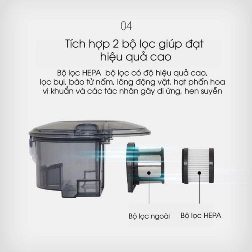 Máy Hút Bụi Giường Nệm HONS HSBC-2100 Có Bánh Xe, Tay Cầm Công Suất 400W Dung Tích 600ml Giúp Diệt Khuẩn