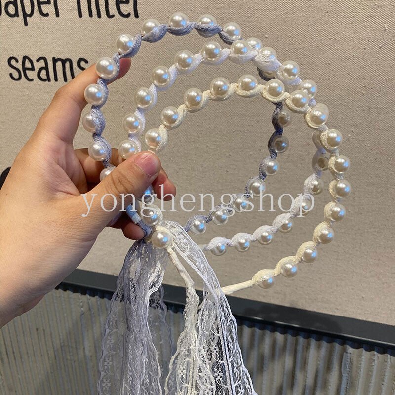 Băng Đô Cài Tóc Đính Ngọc Trai Và Ruy Băng Dài Thời Trang Cho Nữ