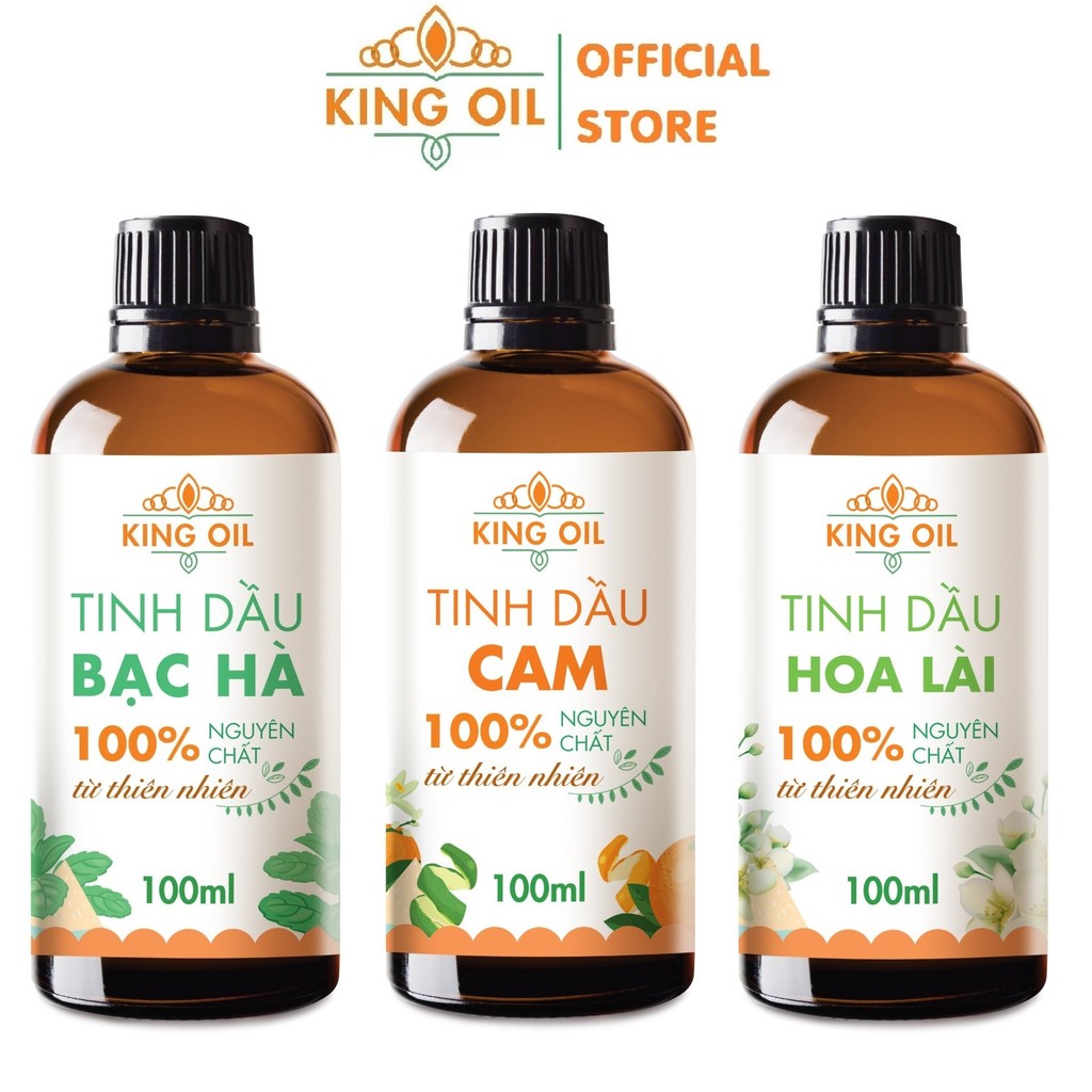 Tinh dầu thiên nhiên 100ml Sả Chanh/ Bạc Hà/ Quế/ Oải hương/ Bưởi/ Cam/ hoa Lài/ Quýt/ Chanh/ tràm gió/ Gừng/ hoa Hồng
