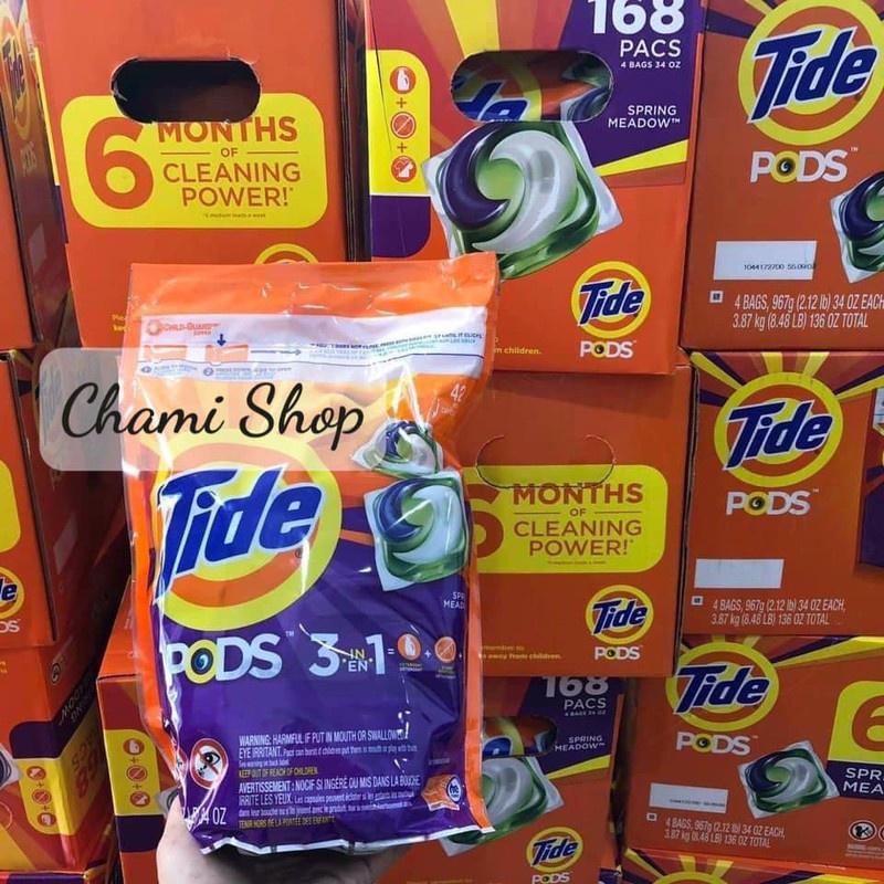 VIÊN GIẶT XẢ TIDE PODS LAUNDRY DETERGENT 3IN1 BỊCH 42 VIÊN CHÍNH HÃNG - 9142