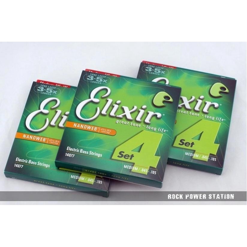 Set 4 dây đàn bass Elixir NANOWEB 14077