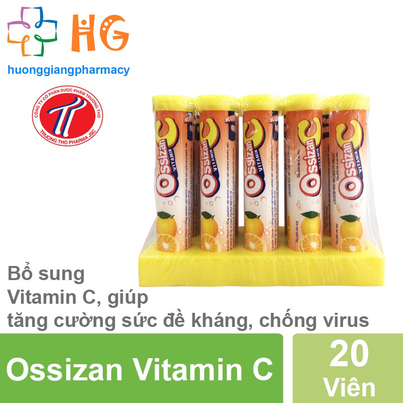 Viên sủi vitamin c Ossizan C tăng sức đề kháng cho bé nâng cao hệ miễn dịch thơm ngon rễ uống Lốc 10 Tub