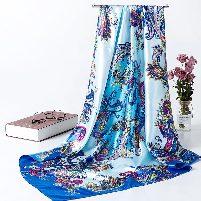 Khăn Choàng Vuông 90cm Vải Satin Thời Trang Cho Nữ WJ1001-27