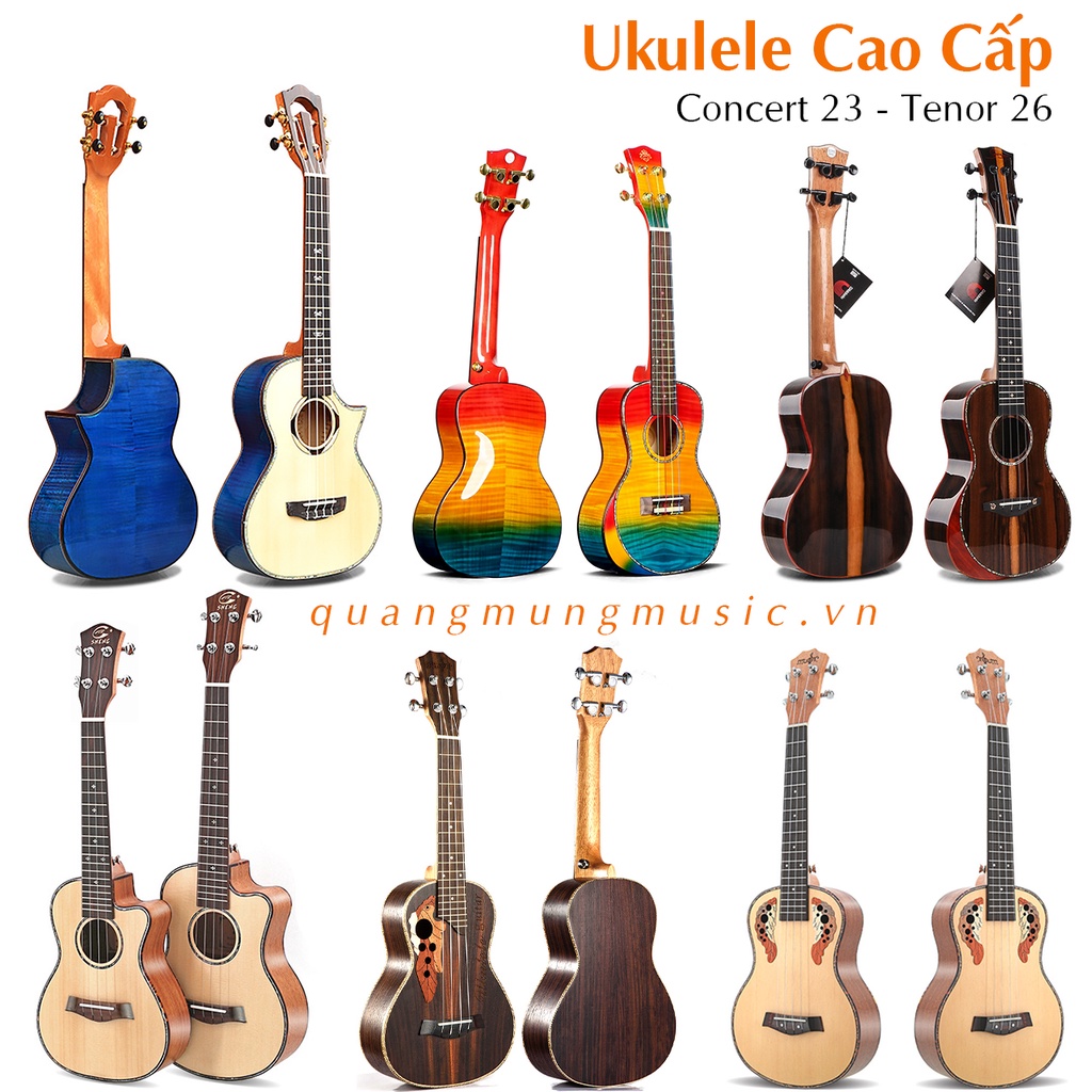 Đàn Ukulele Cao Cấp - Concert - Tenor - Tặng Phụ Kiện Kèm Theo