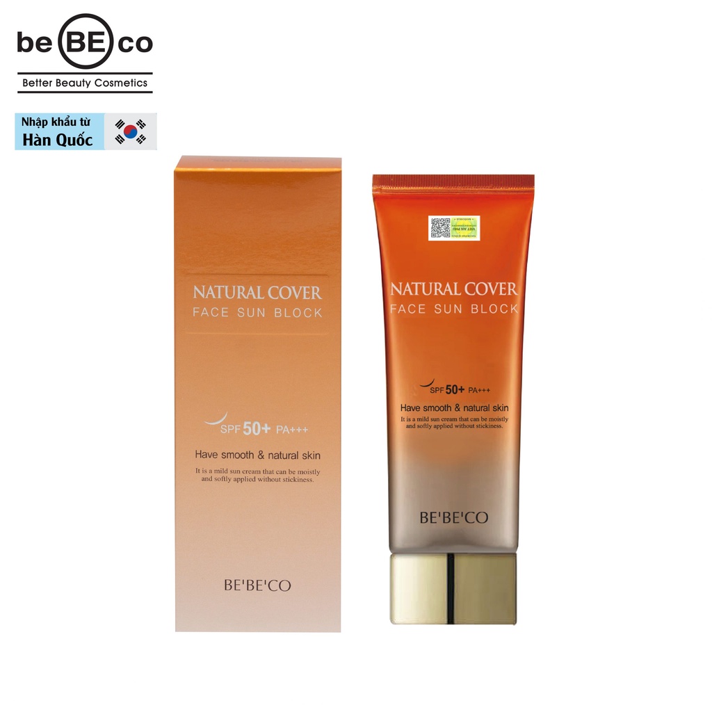 BEBECO Kem chống nắng dạng Nền bảo vệ da BEBECO Hàn Quốc SPF 50+PA +++ 70ml NATURAL COVER FACE SUN BLOCK