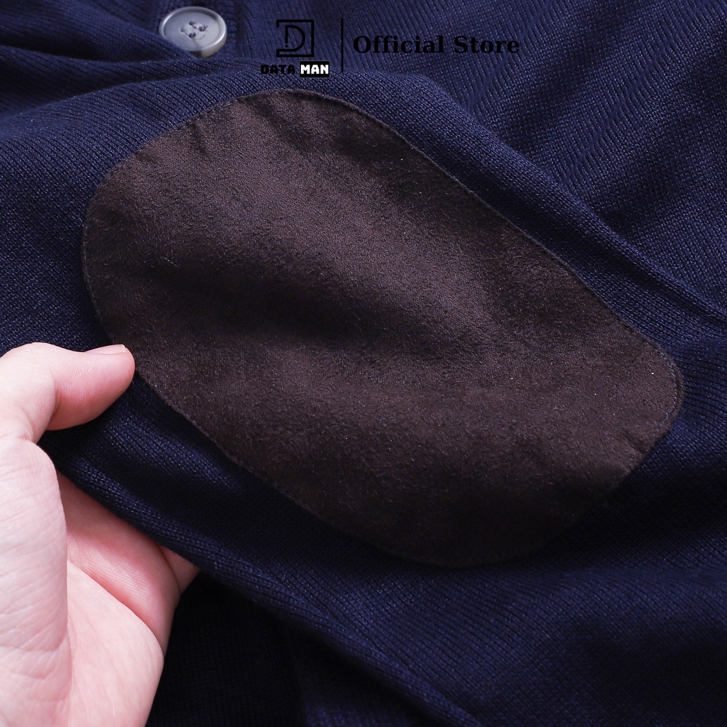 Áo CARDIGAN nam mỏng, mở khuy, cổ chữ V, đáp da lộn khuỷu tay, chất cotton mềm mịn, KHÔNG BAI XÙ - DT22-03