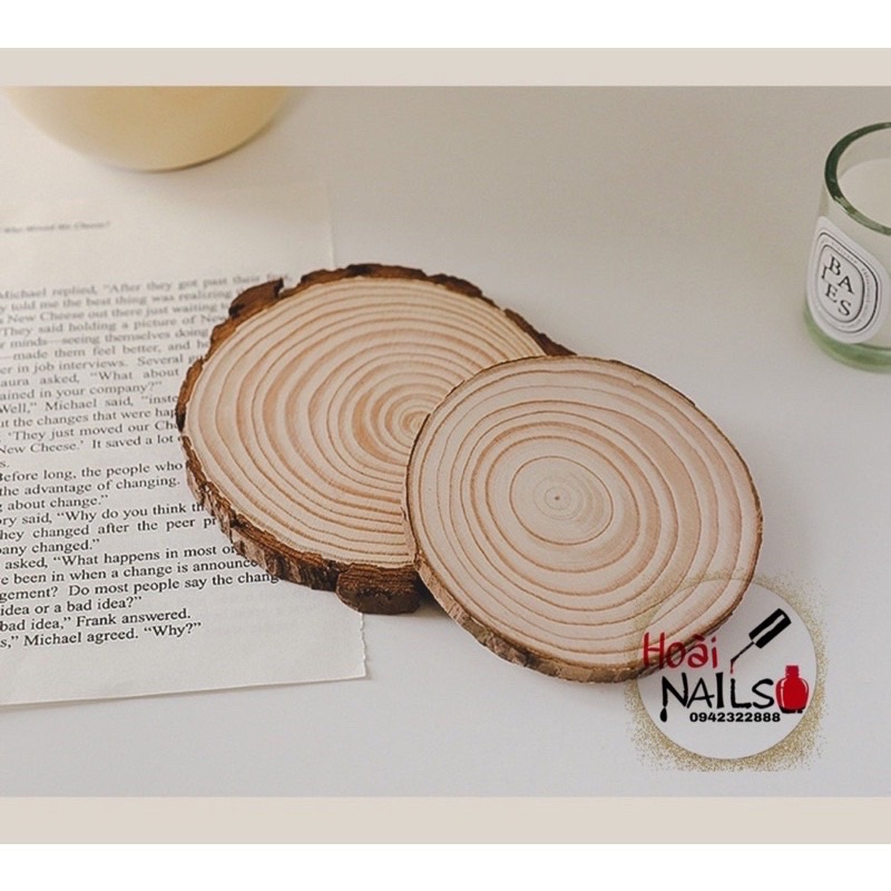 Miếng gỗ tròn chụp ảnh nail