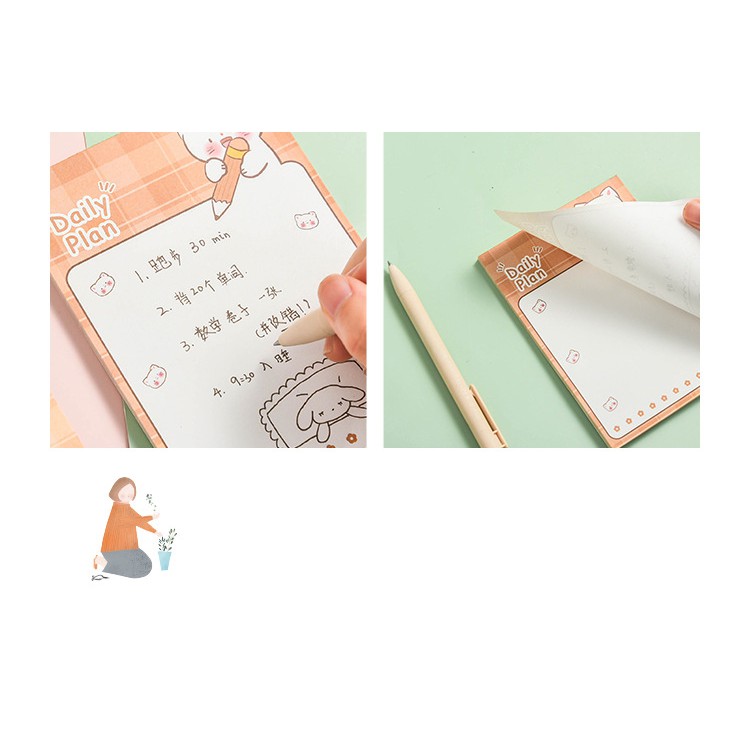 Note Pad, Memo Pad Daily Monthly Plan Ghi Chép Hình Cô Bé 2 Size | NT009