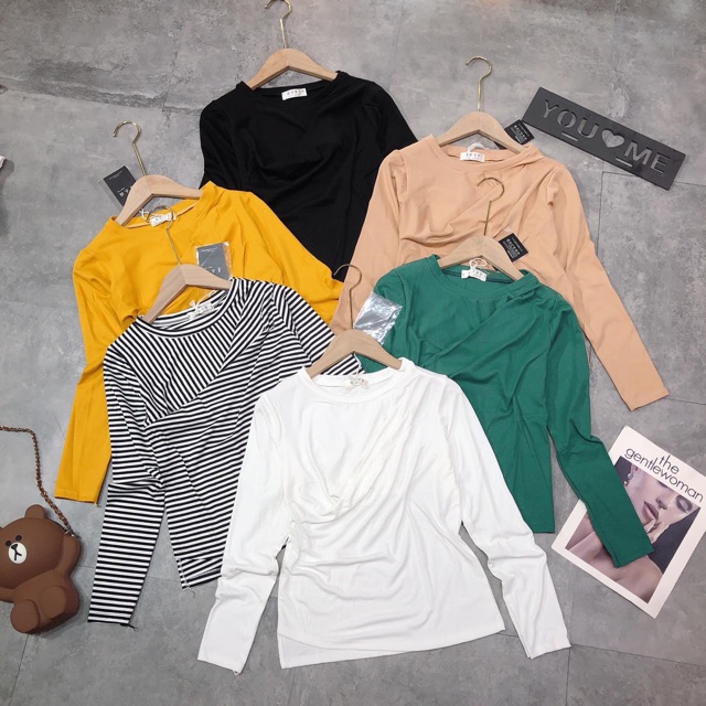 Áo thun dài tay rúm ngực 6 màu cho nữ (kèm ảnh thật)