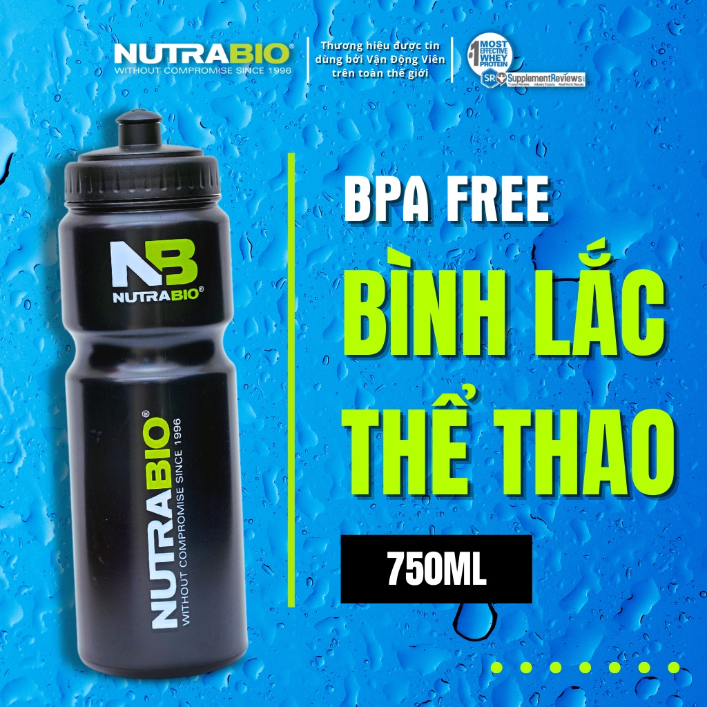 Bình Nước Đạp Xe NutraBio Dung Tích 750ml , Thiết Kế Công Thái Học dễ sử dụng, Tiện Lợi Hơn Khi Đạp Xe, Chạy Bộ