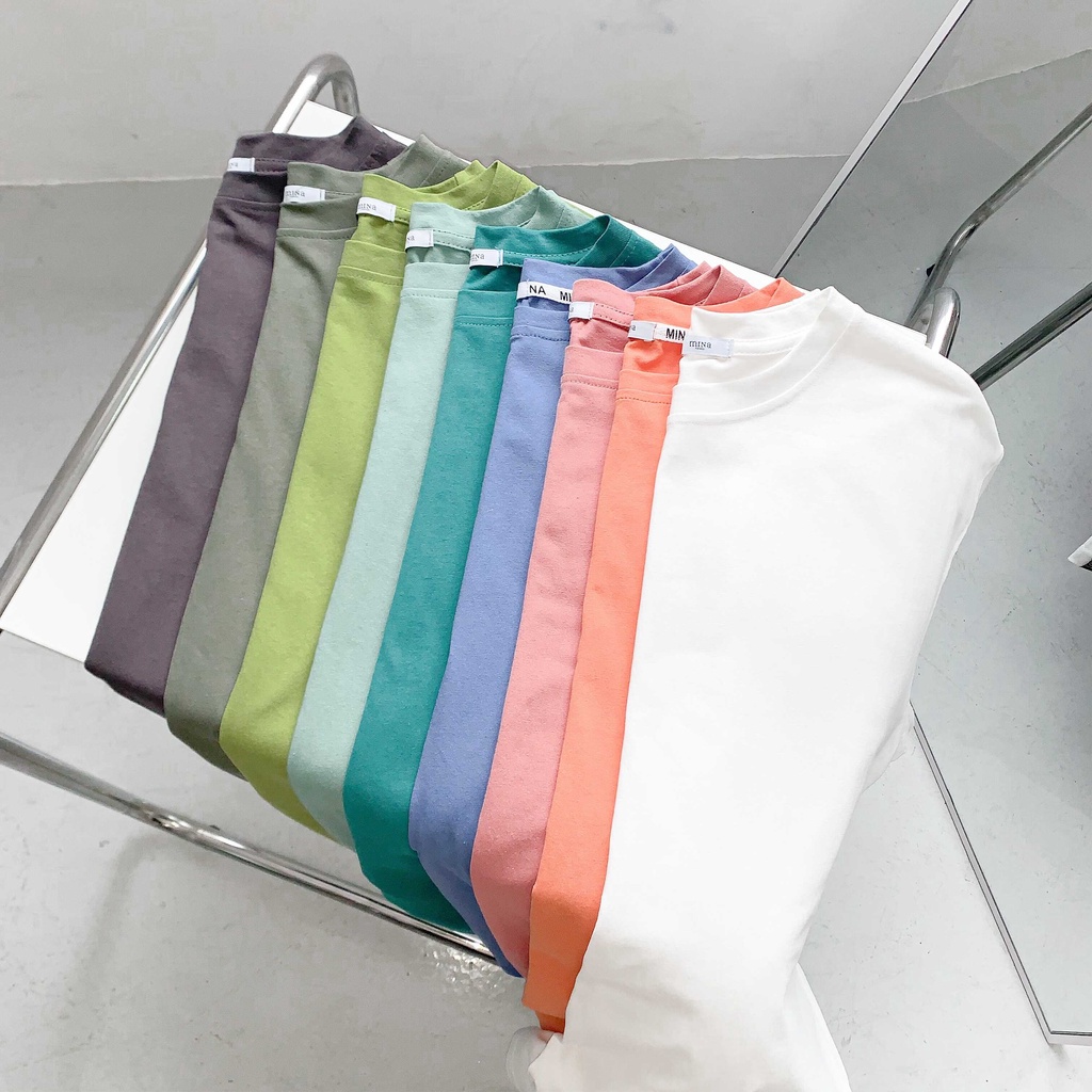 Áo Thun Tay Lỡ BASIC 13 Màu Trơn Phông Unisex Nam Nữ Cotton Oversize Form Rộng MINA OT001 | BigBuy360 - bigbuy360.vn