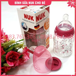 Bình Sữa Nuk Cổ Rộng, Núm Ti Silicone Cho Trẻ 0-6 Tháng (Tuổi 150ml)