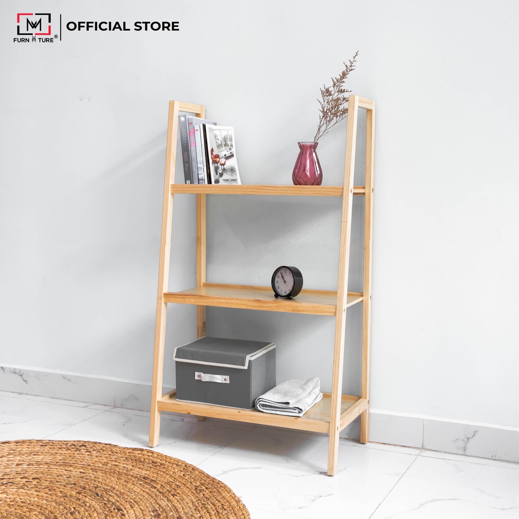 Kệ sách gỗ lắp ráp đa năng trang trí 3 tầng màu gỗ thương hiệu MW FURNITURE - Nội thất trang trí