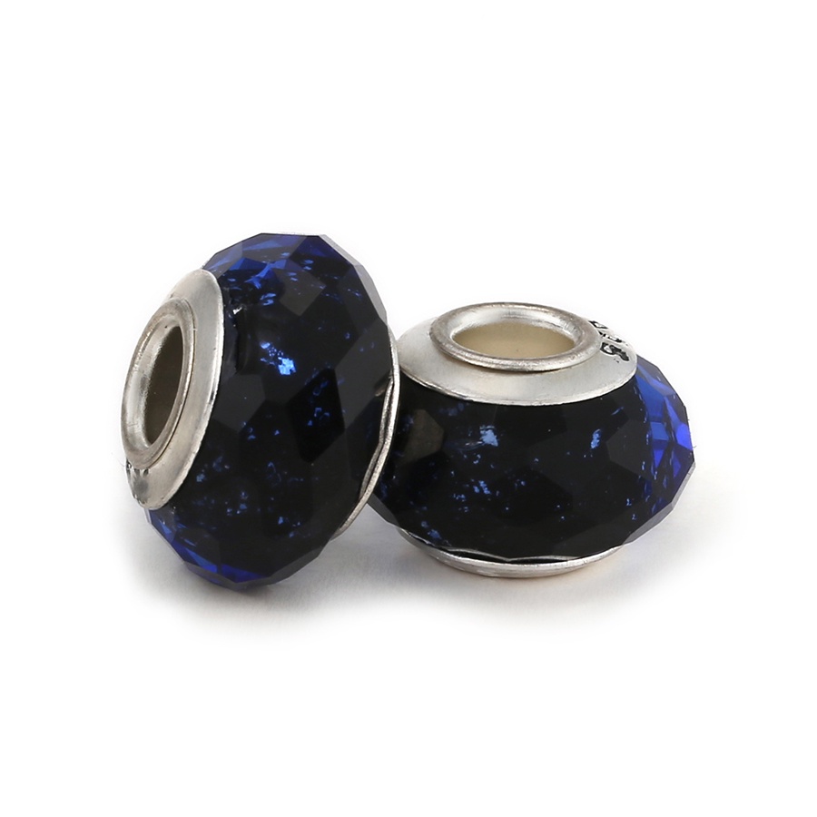 Bộ 2 Hạt Pha Lê Chất Lượng Cao Màu Xanh Dương Dùng Làm Vòng Tay Diy