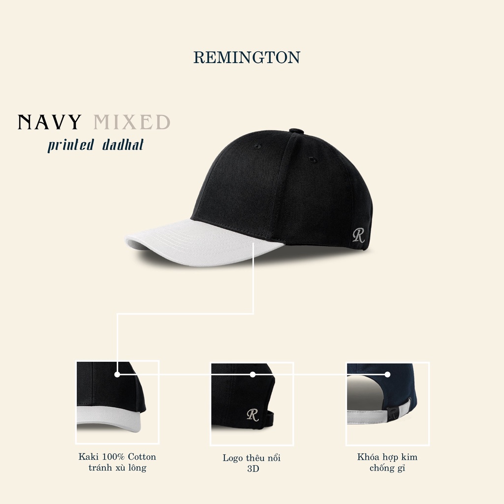 Mũ lưỡi trai nam nữ ballcap mixed vải kaki coton 100% thương hiệu Remington