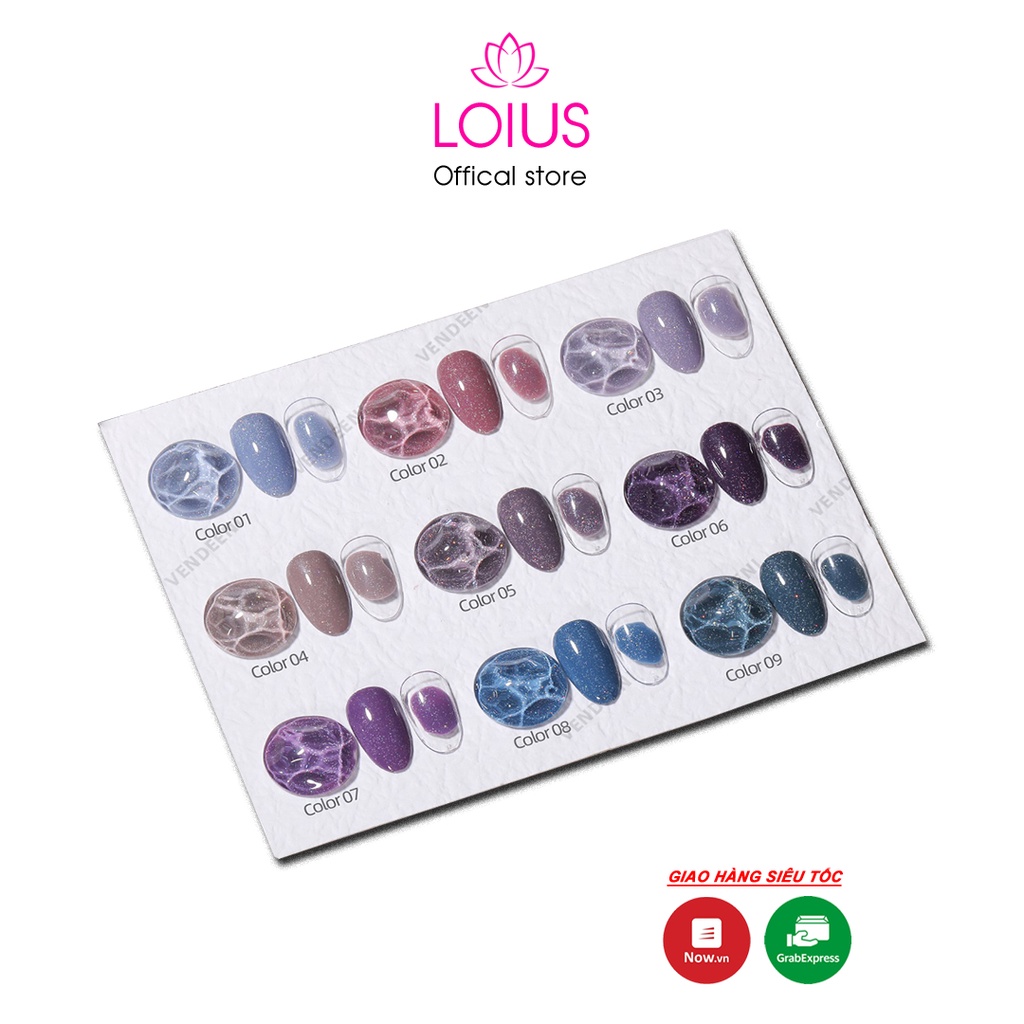 Set sơn gel 9 màu nhũ giả bột cao cấp Vendeeni mã A23 tặng kèm bảng màu