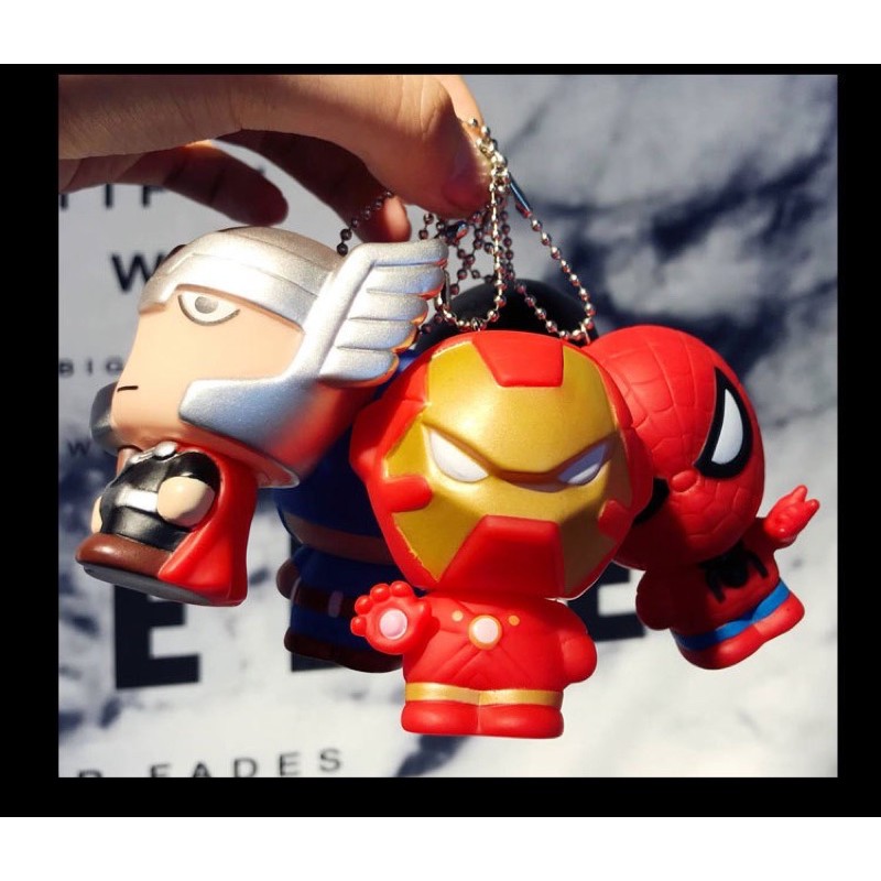 Móc treo chìa khóa siêu snh hùng Marvel chibi đầu bự cute lạc lối (Có sẳn)