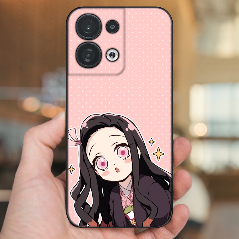 Ốp lưng Oppo Reno 8 5G viền đen in hình Nezuko Kimetsu no Yaiba