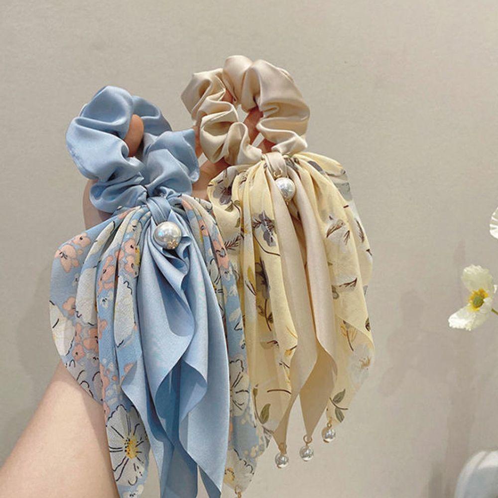 Dây Cột Tóc Ruy Băng Bản Lớn In Họa Tiết Hoa Dễ Thương Thời Trang Cho Nữ